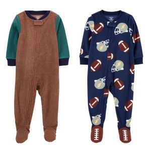 Carter's Baby Boy  2 pack fleece sleepwear Football & Colorblock  Zip-up 3T/3A